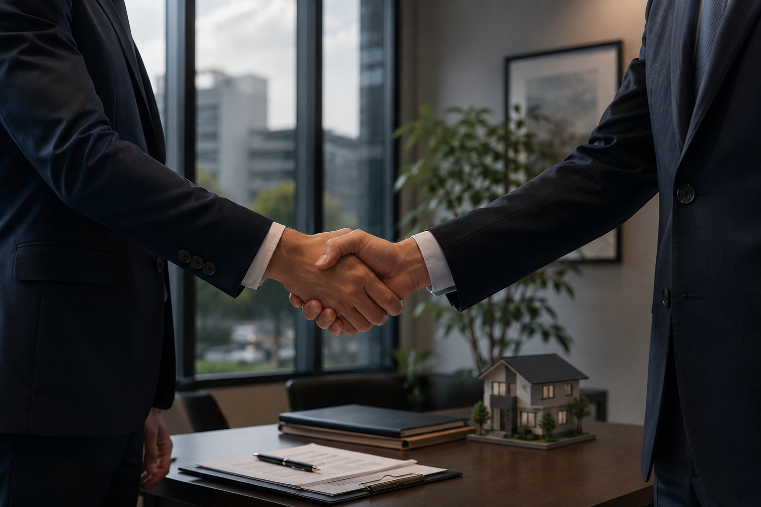 Two professionals concluding a property agreement